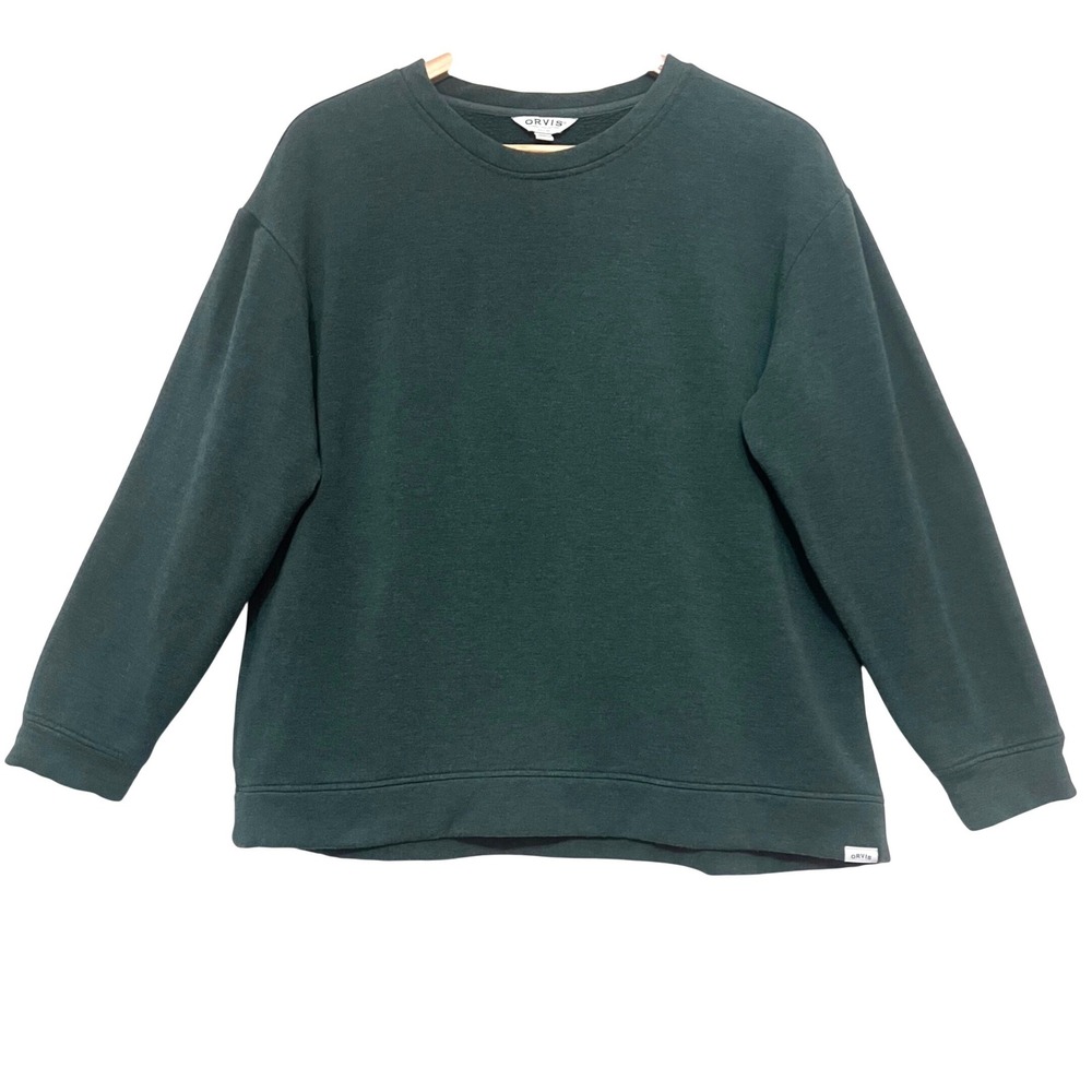 ORVIS Classic Cozy Collection Crewneck Sweatshirt Dark Green L Made in Indonesia